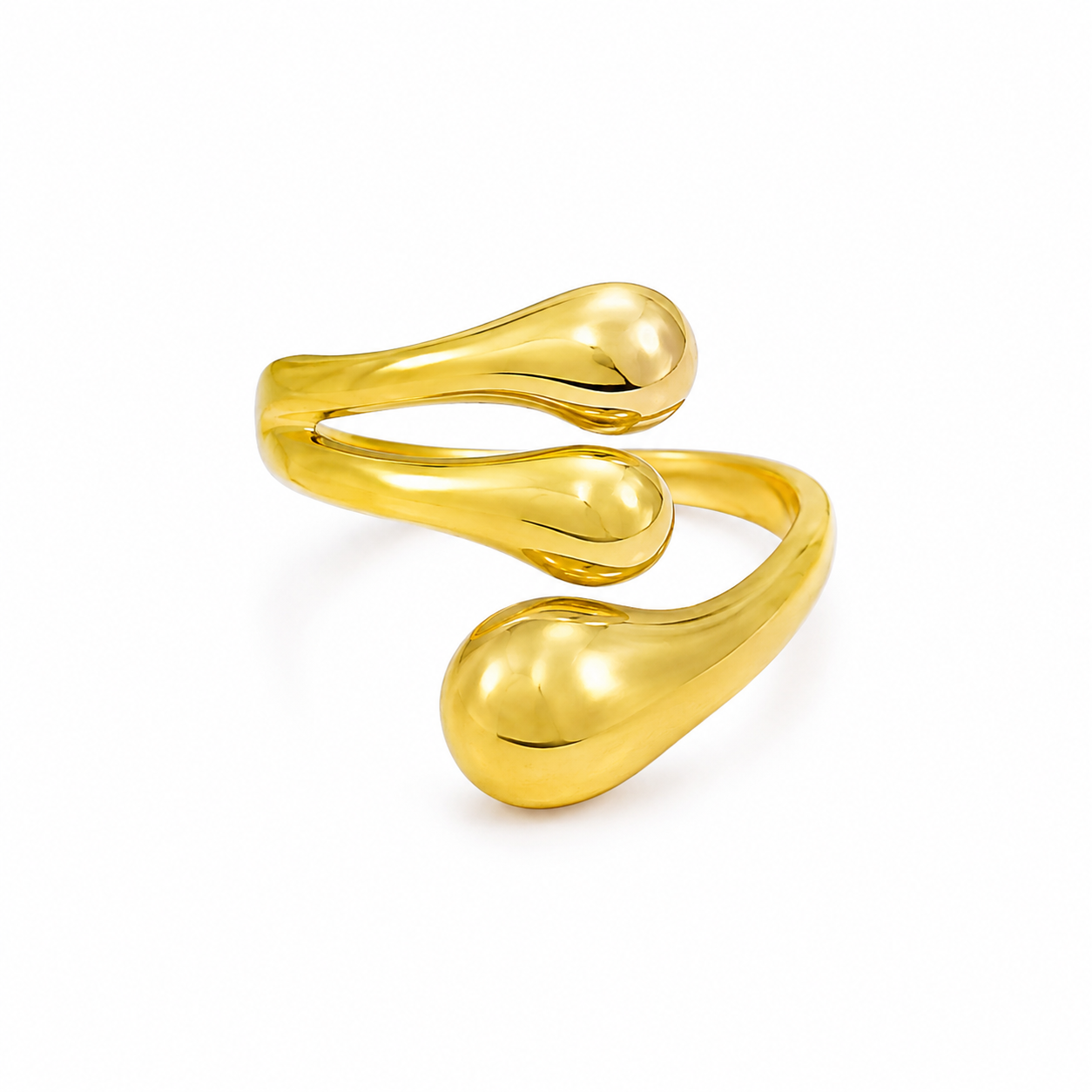 Anillo Dama dorado diseño de gotas