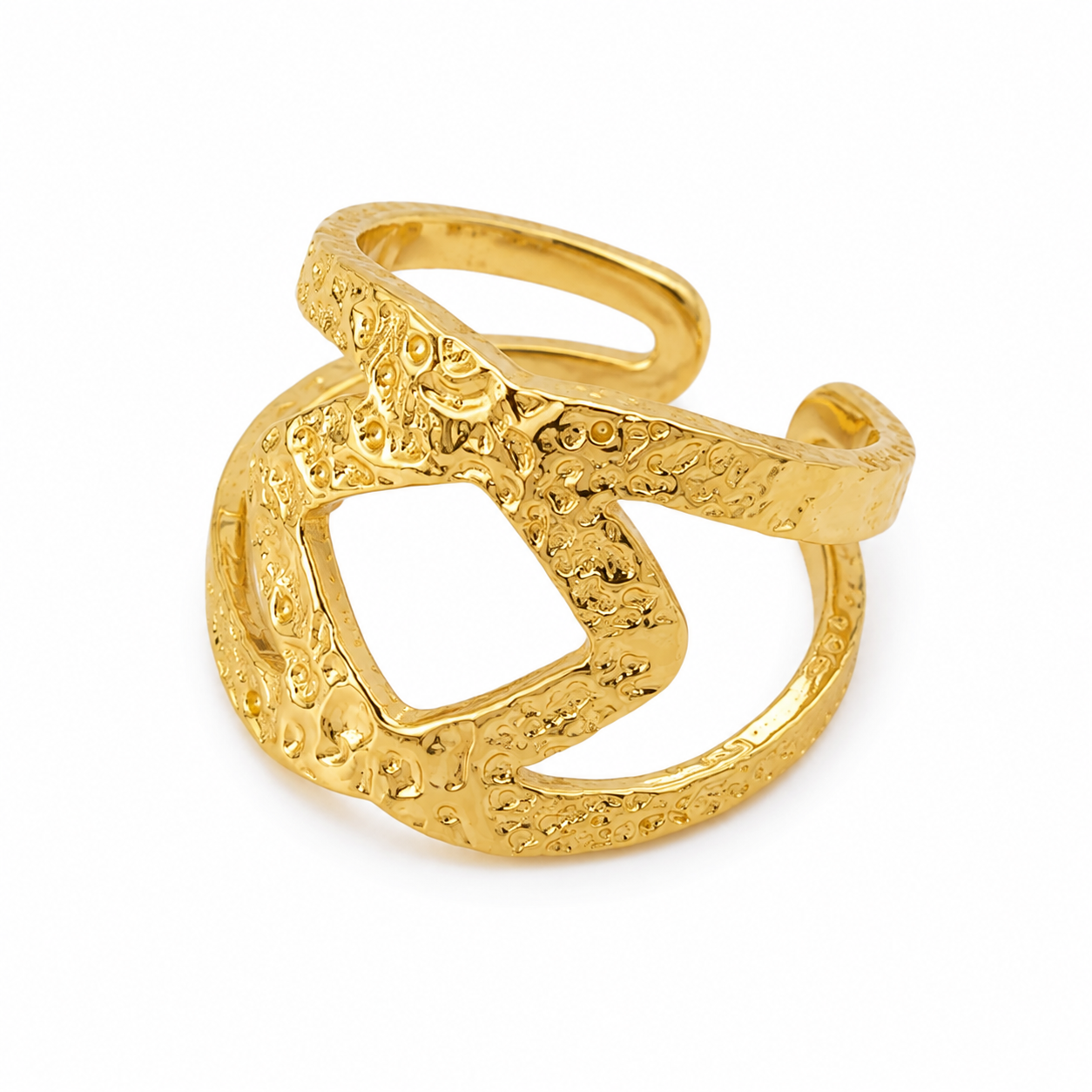 Anillo Dama Dorado diseño geométrico