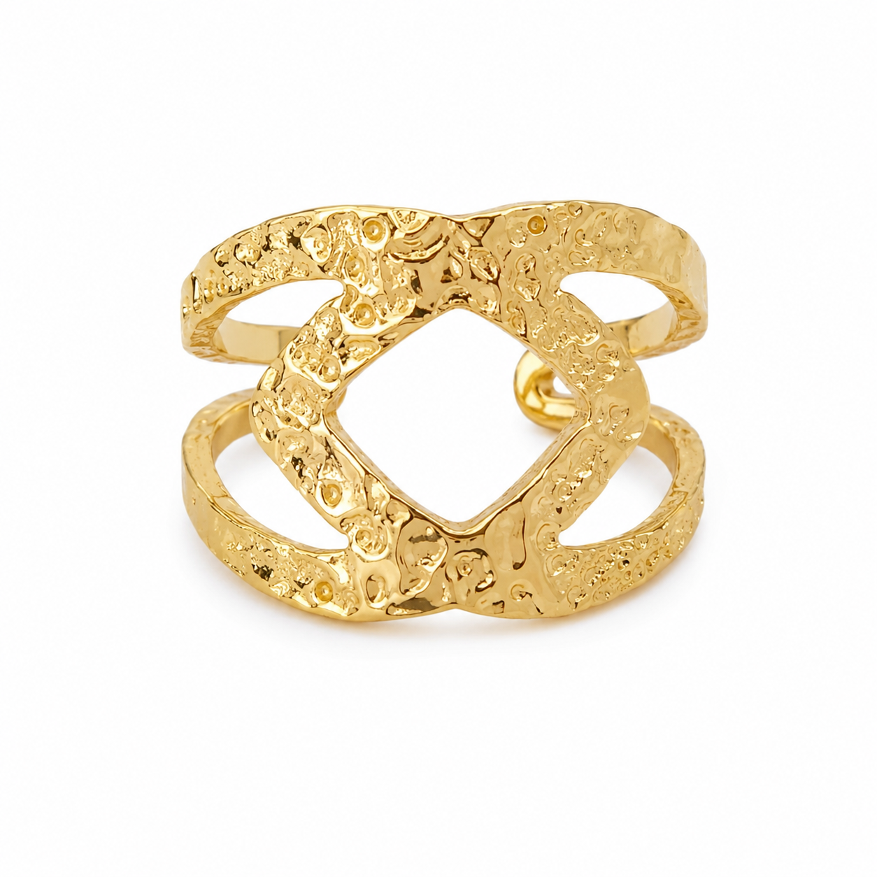 Anillo Dama Dorado diseño geométrico