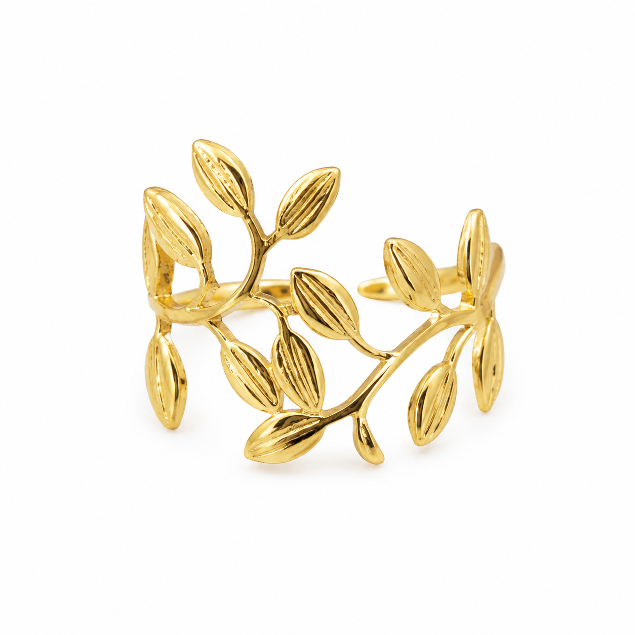 Anillo Dala diseño de hojas doradas