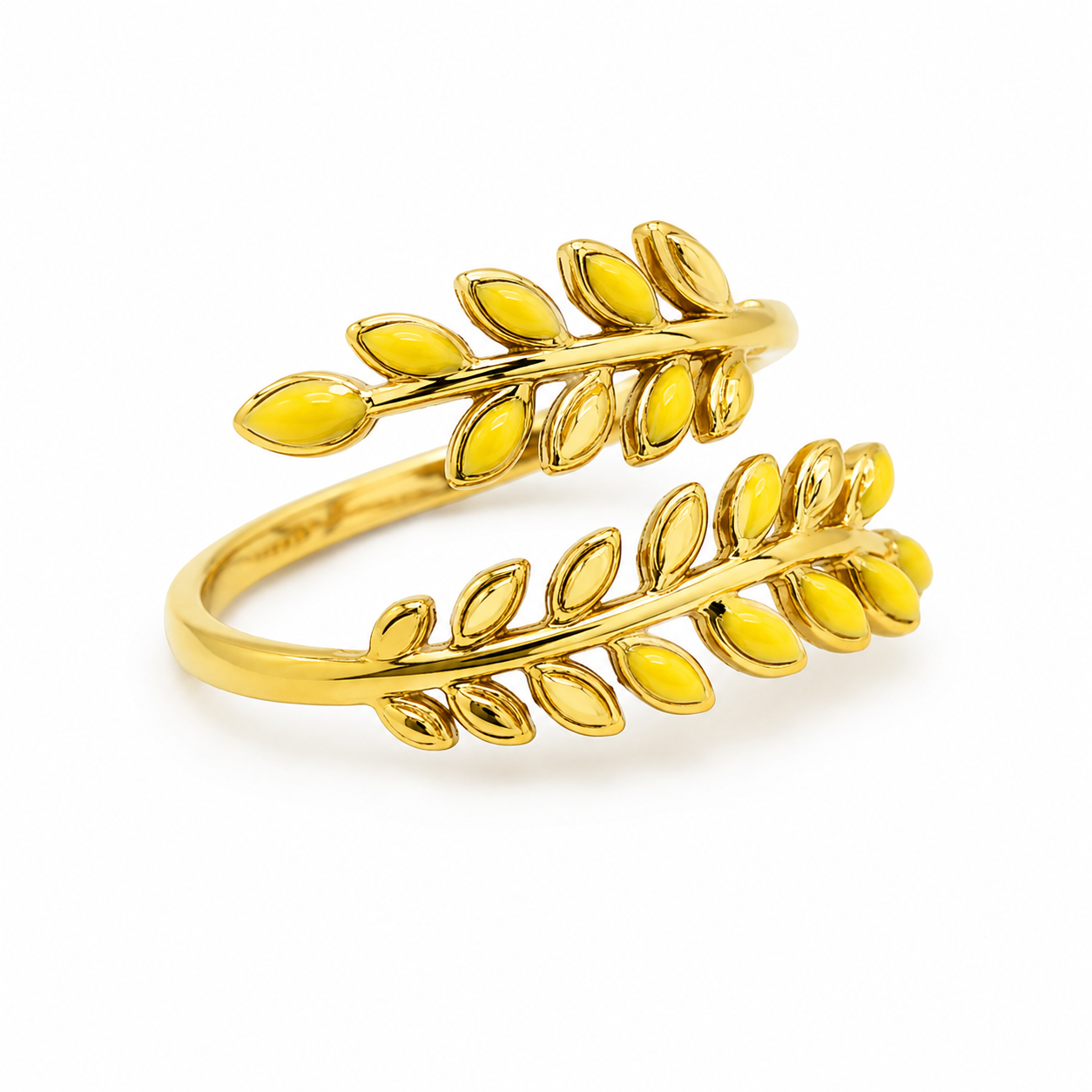 Anillo Dama diseño de hojas doradas