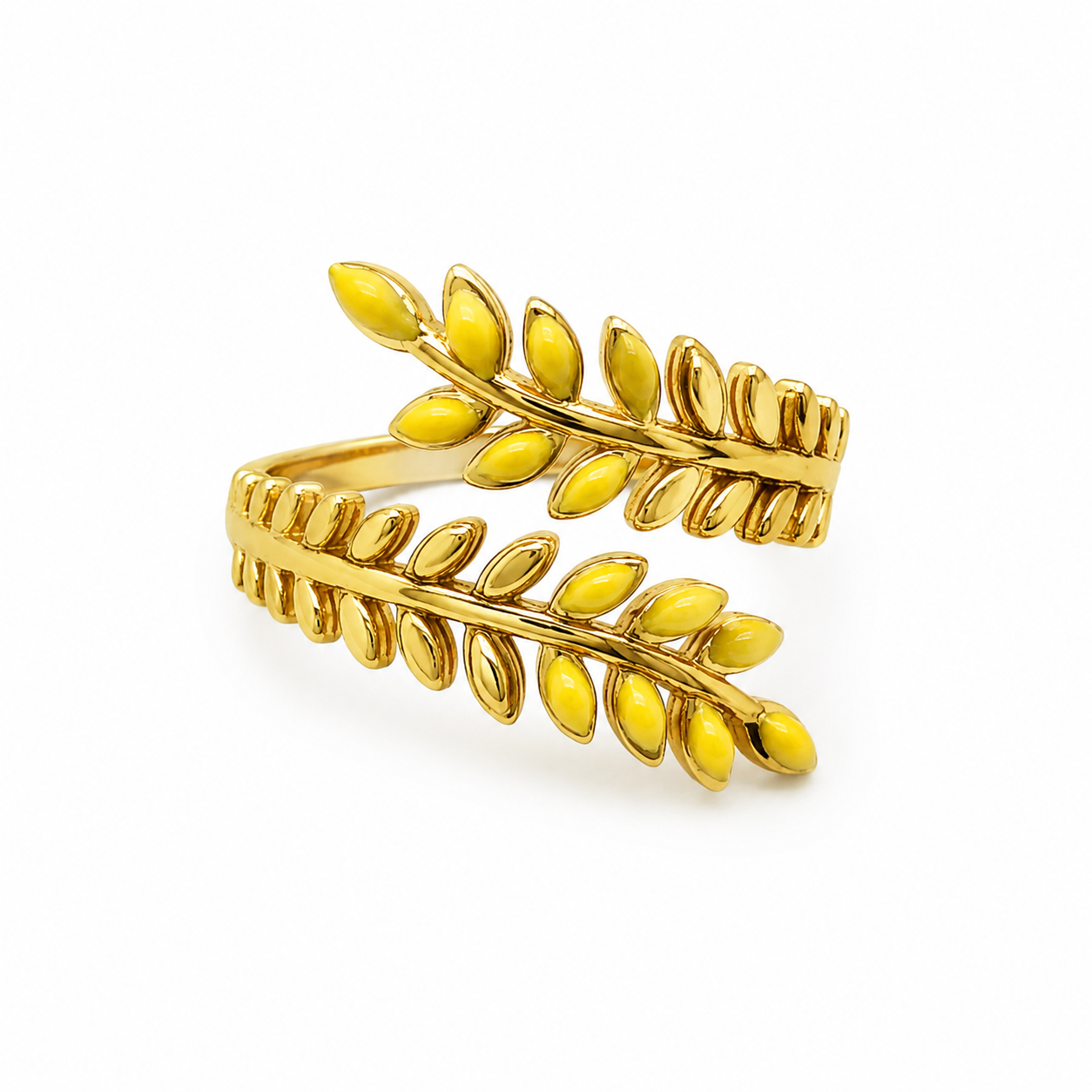 Anillo Dama diseño de hojas doradas