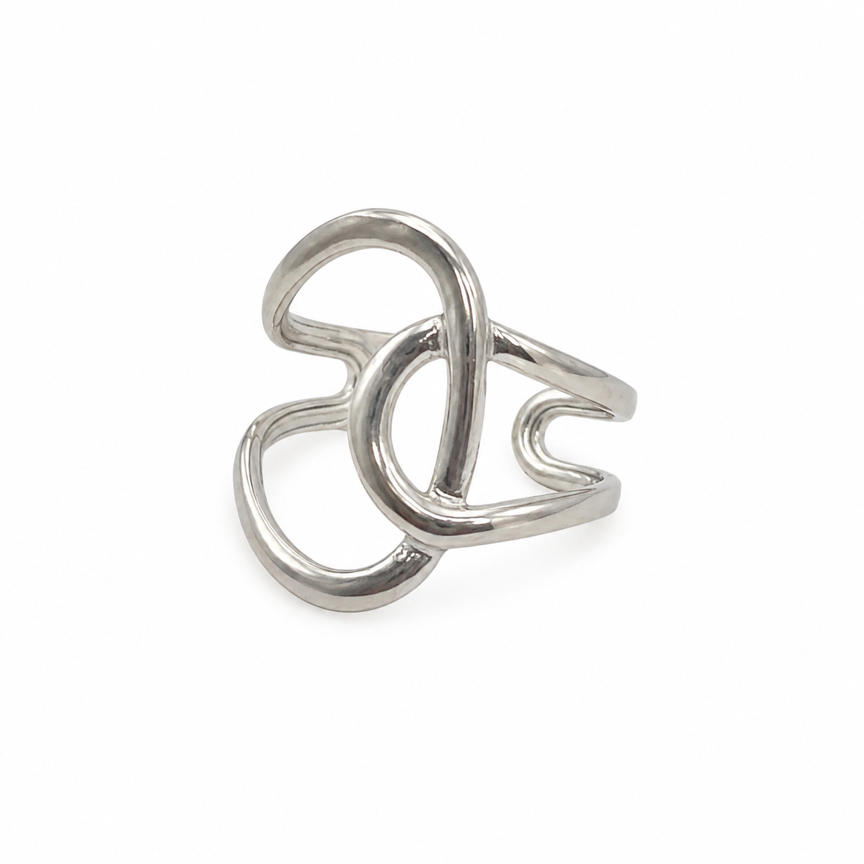 Anillo Dama plateado diseño abstracto