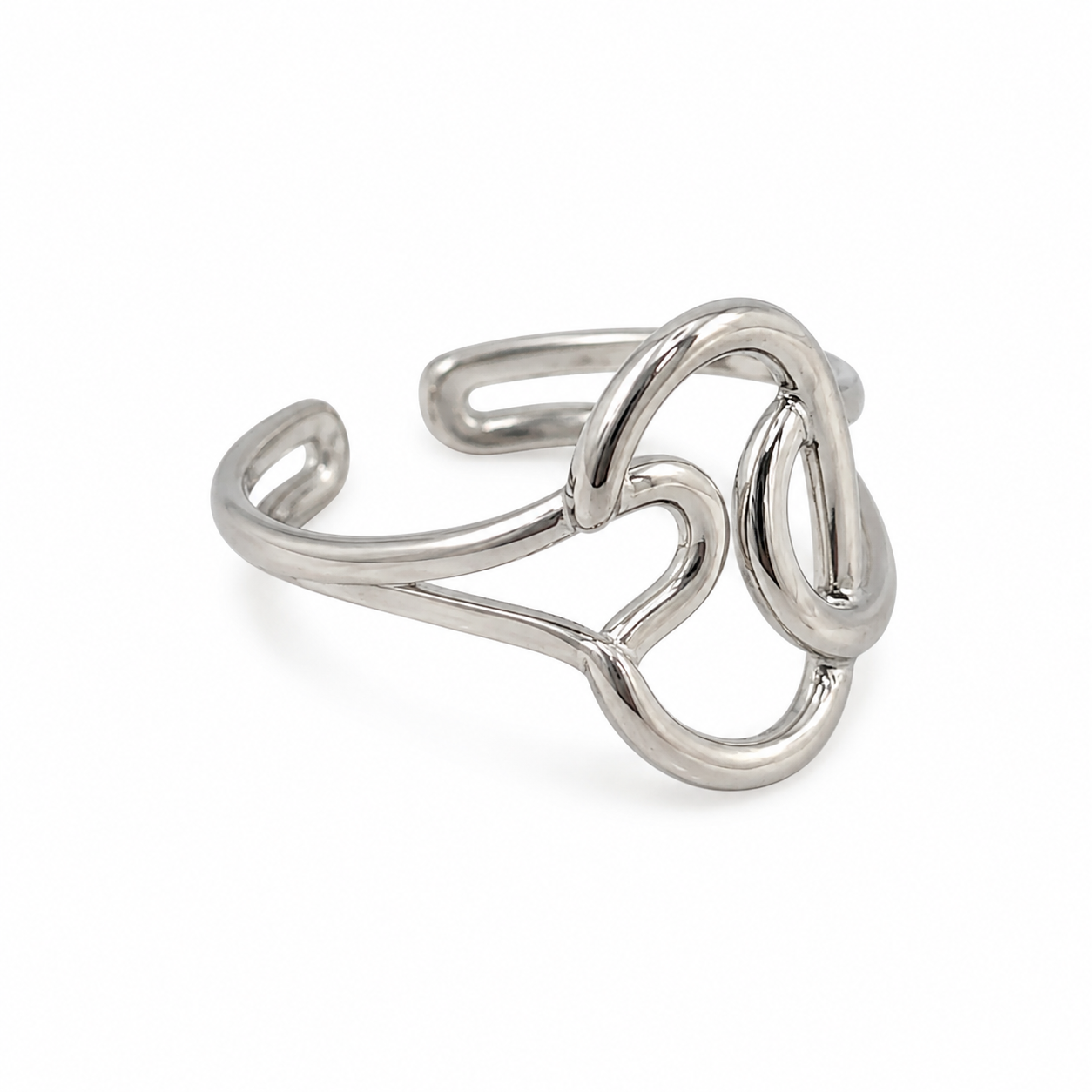 Anillo Dama plateado diseño abstracto