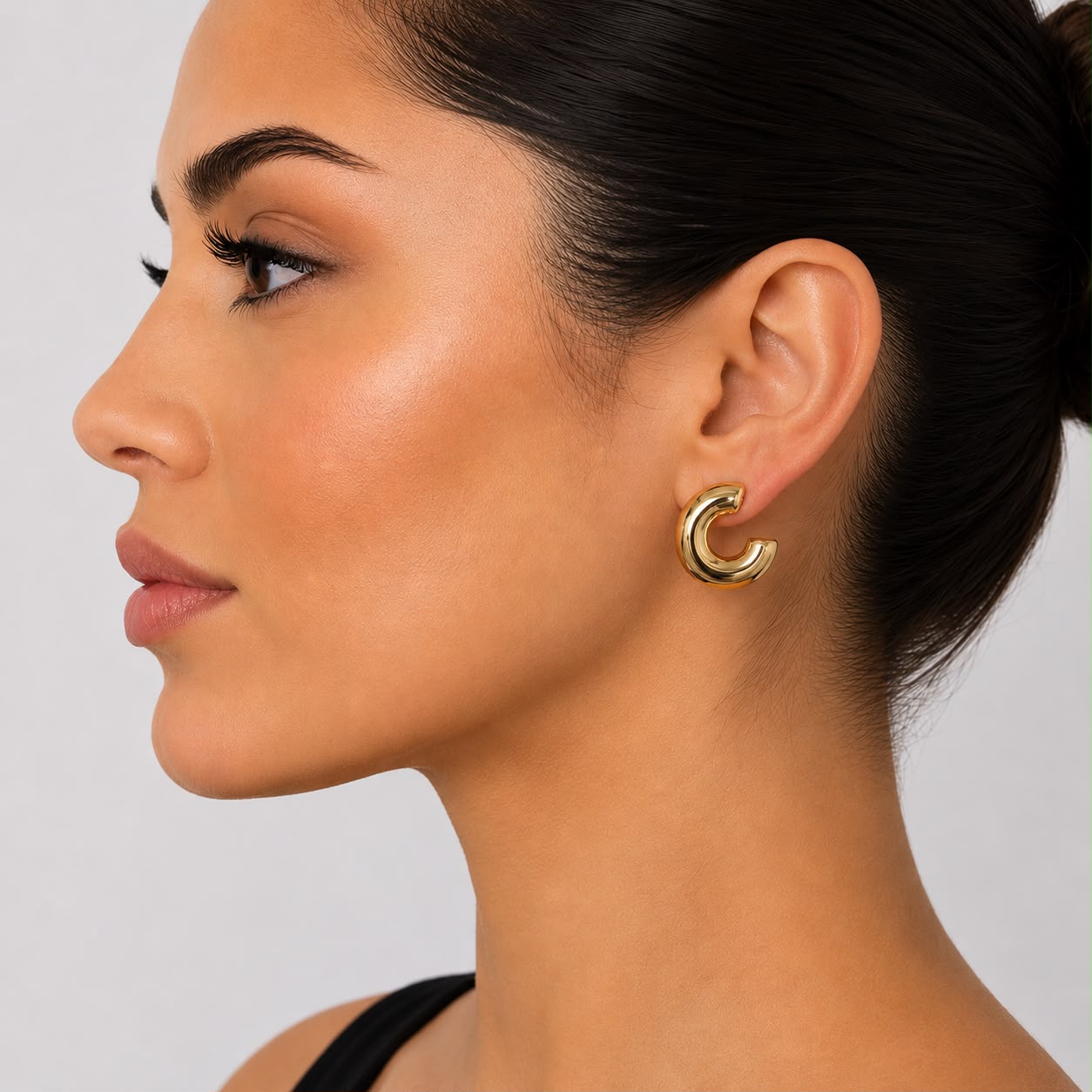 Aretes Arracadas Gruesas Doradas –