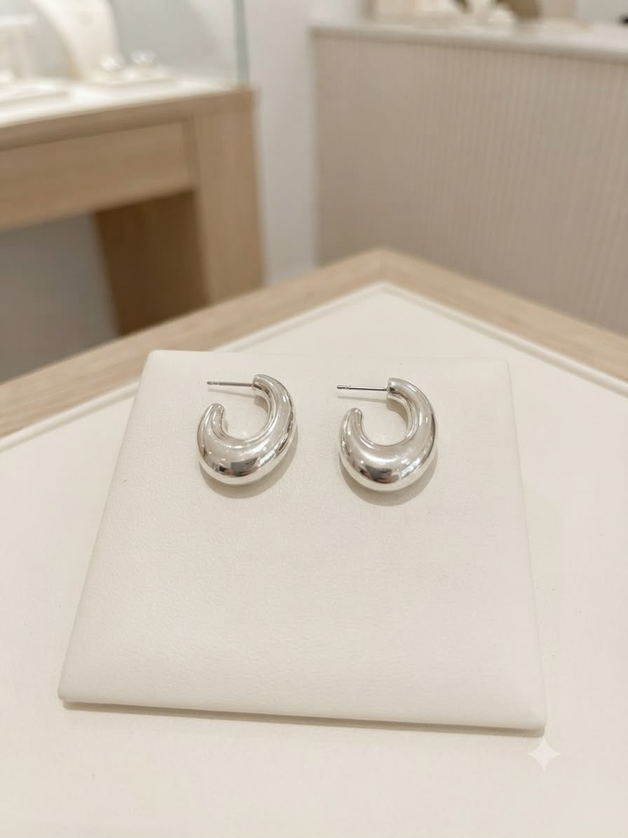 Aretes Arracadas Gruesas Plateadas