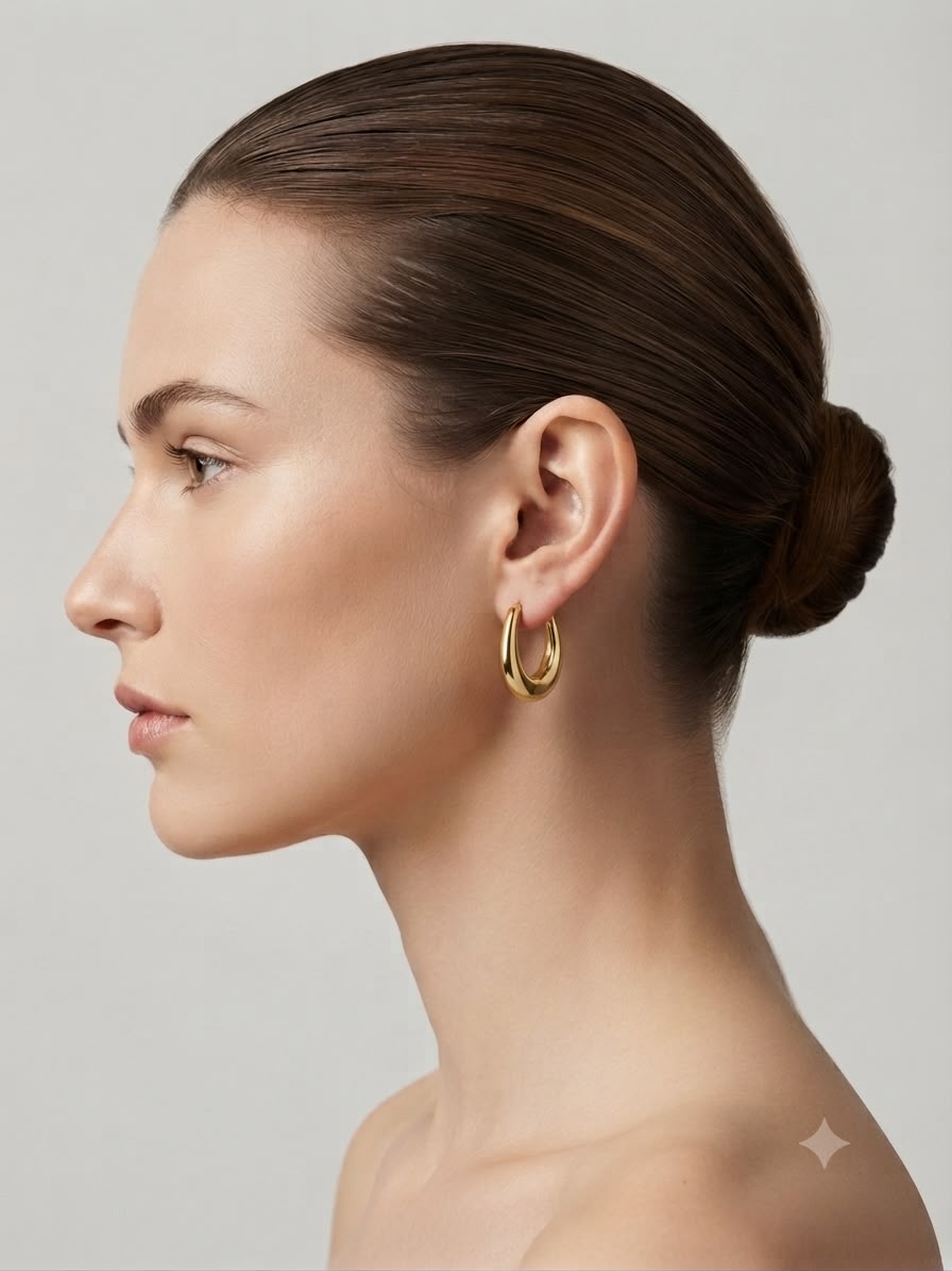 Aretes Arracadas Ovaladas Doradas
