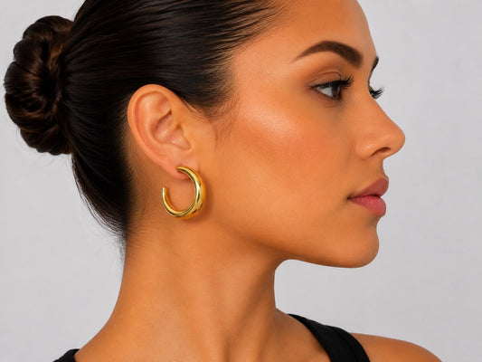 Aretes Arracadas Chunky Doradas
