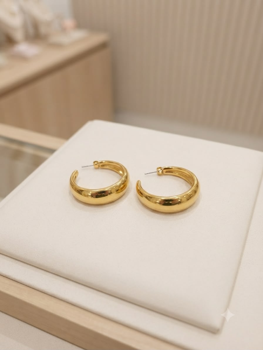 Aretes Arracadas Chunky Doradas