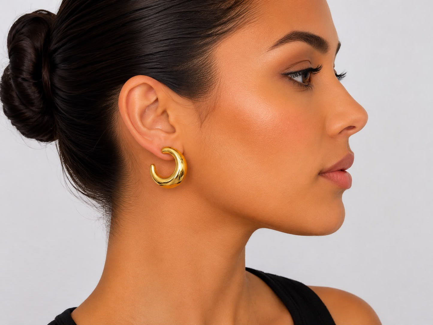 Aretes Arracadas Chunky Doradas Maxi