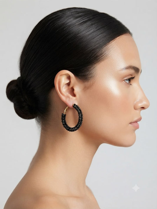 Arracadas con Cristales Negros – Diseño Artesanal Elegante