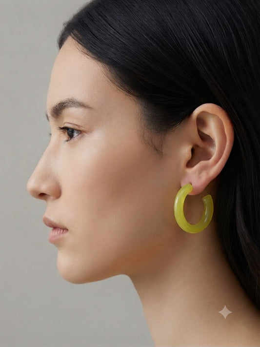 Aretes Arracadas Acrílicas Verde Lima – Estilo Moderno