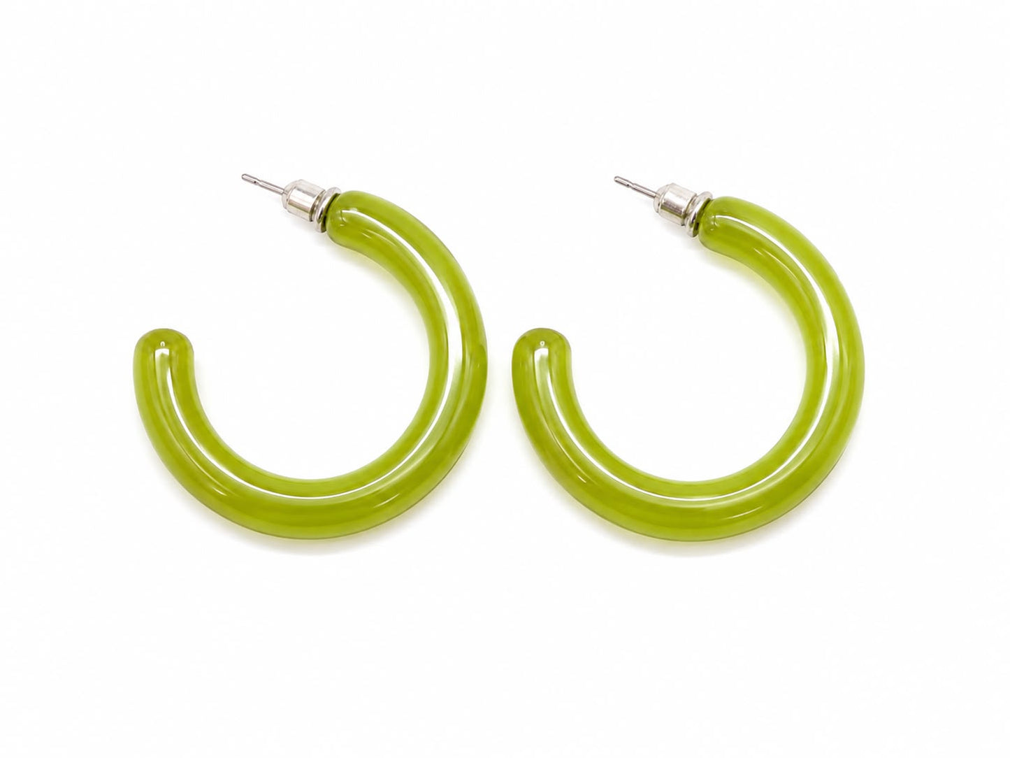 Aretes Arracadas Acrílicas Verde Lima – Estilo Moderno