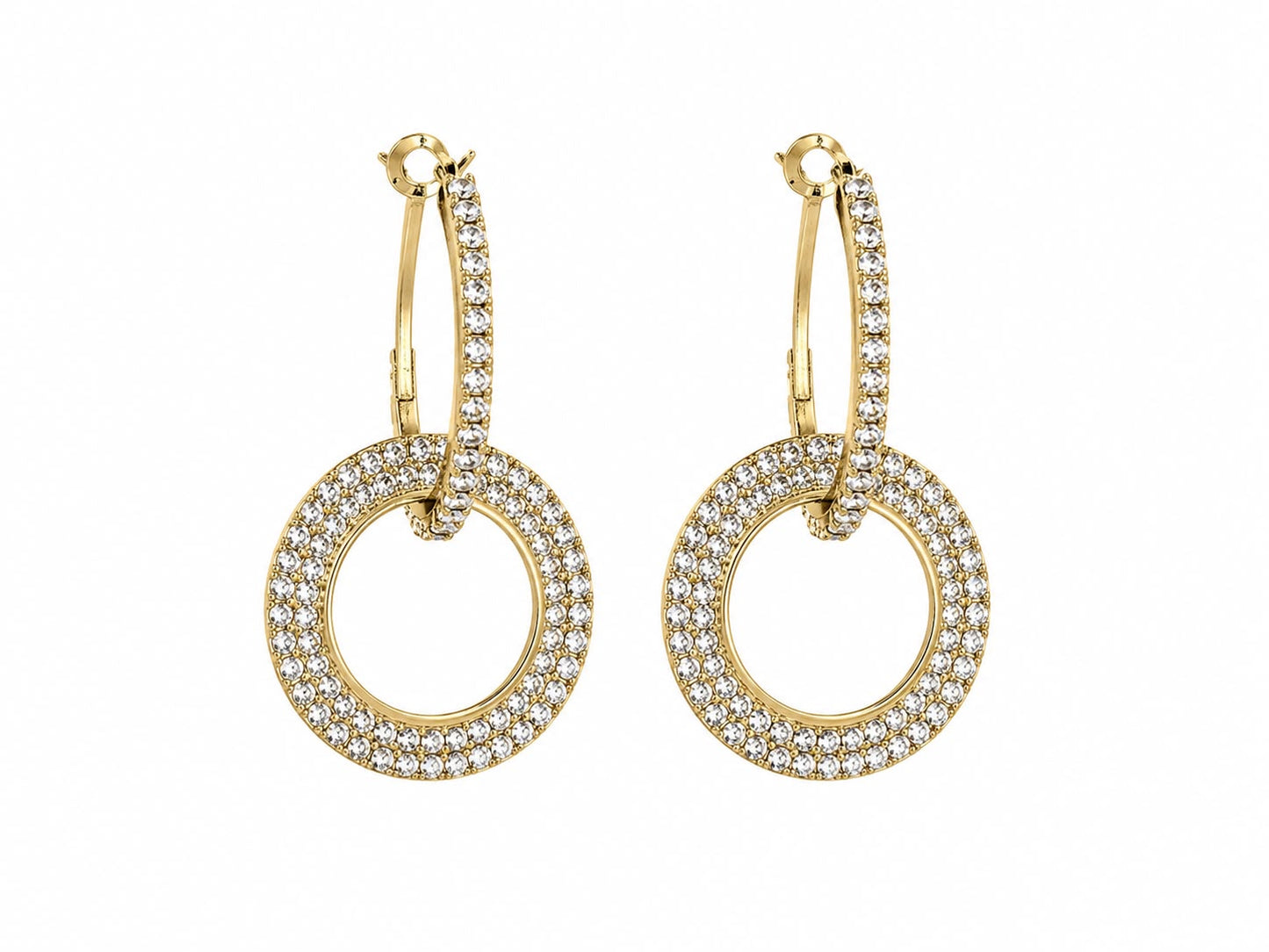 Aretes Colgantes de Aro con Cristales – Brillo Sofisticado