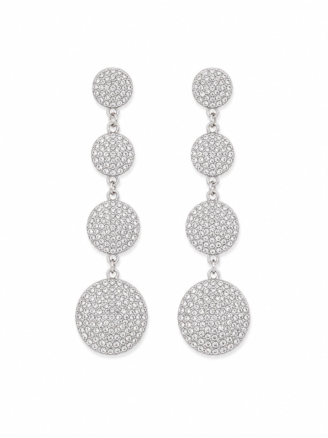 Aretes Largos de Cristales Circulares – Elegancia Radiante