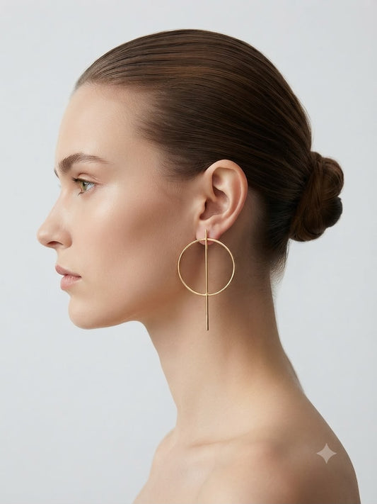 Aretes Geométricos Circulares Dorados – Estilo Minimalista