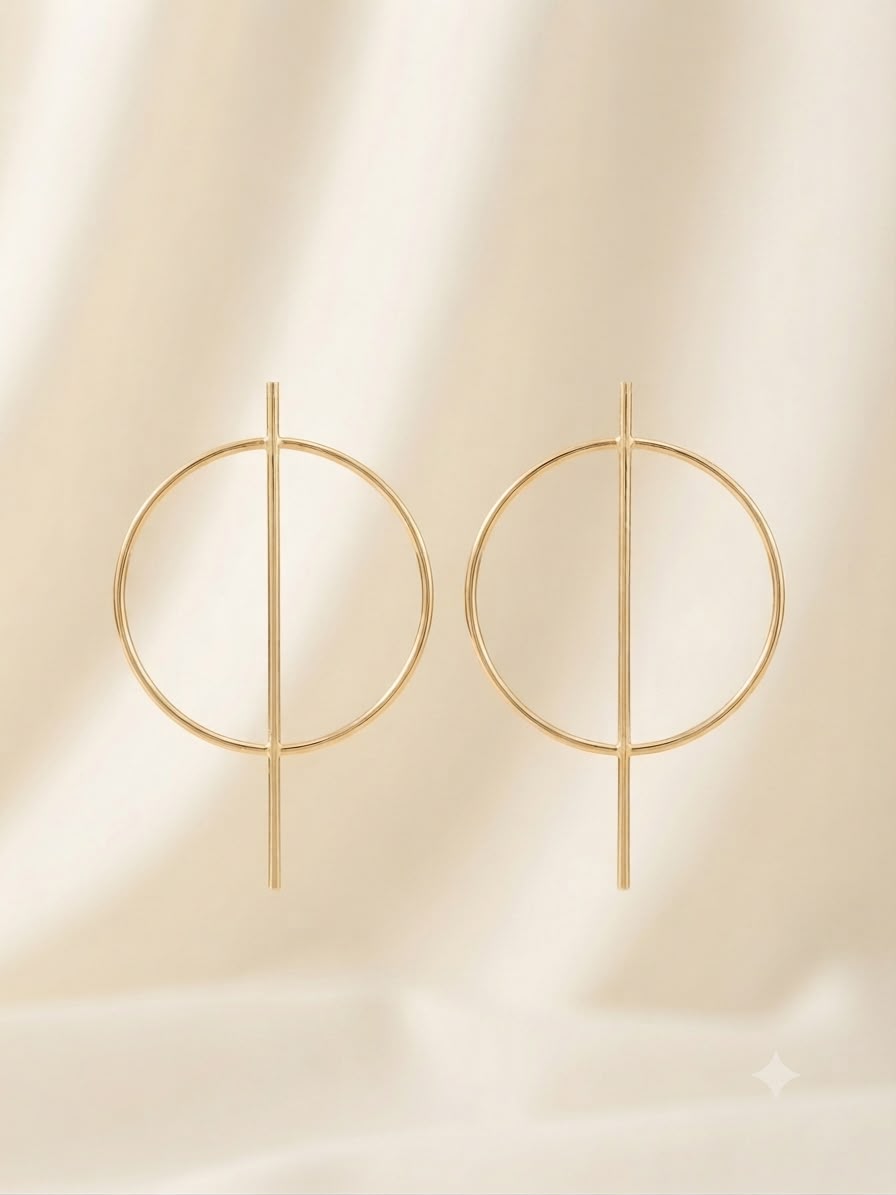 Aretes Geométricos Circulares Dorados – Estilo Minimalista