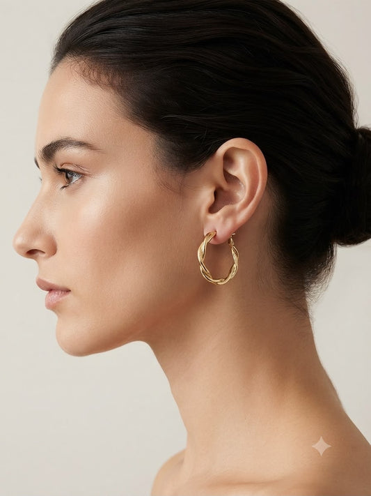Aretes de Aro Trenzado Dorados – Elegancia Clásica con un Toque Moderno