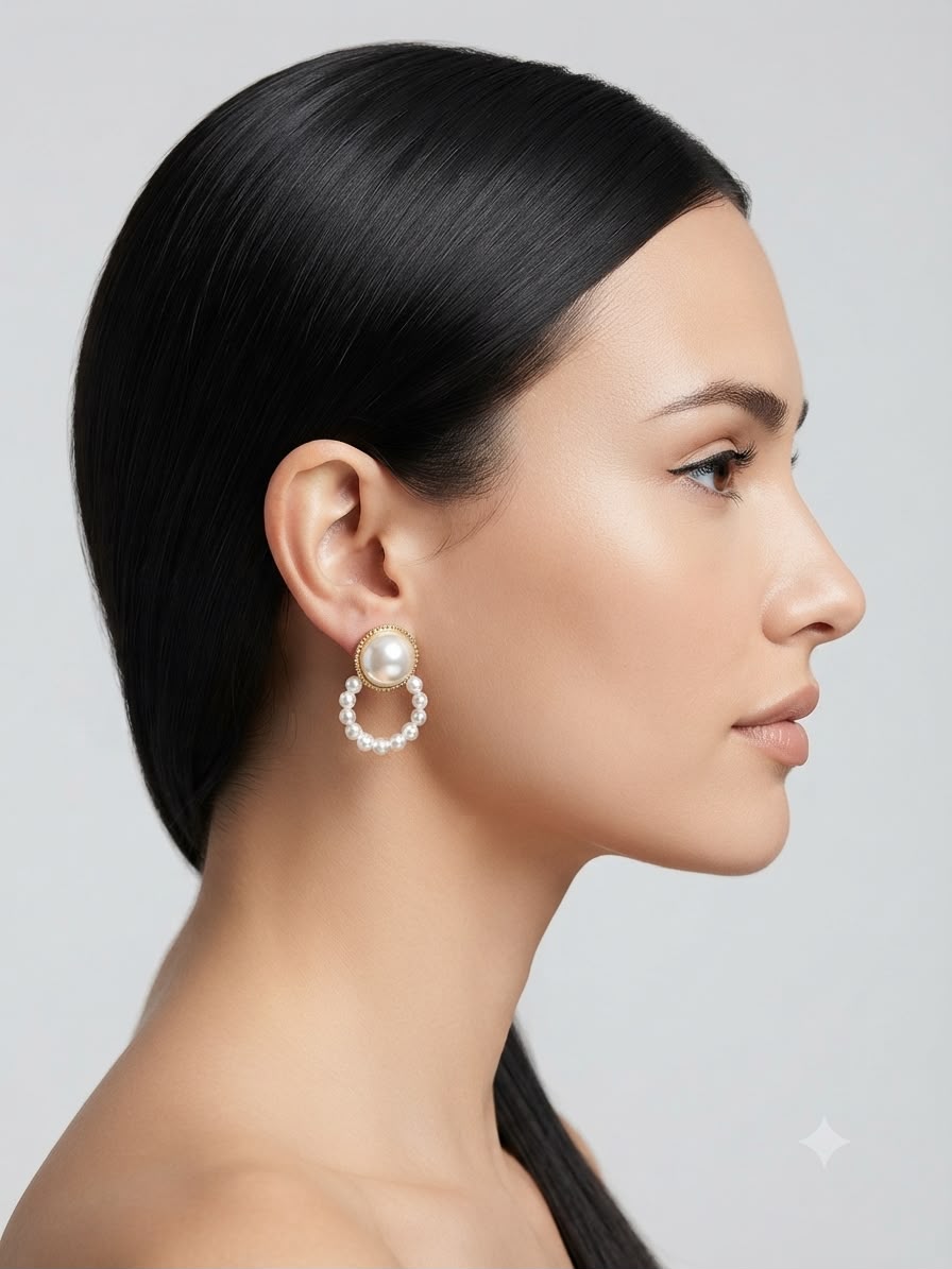 Aretes Doble Perla con Aro de Perlas – Elegancia Clásica