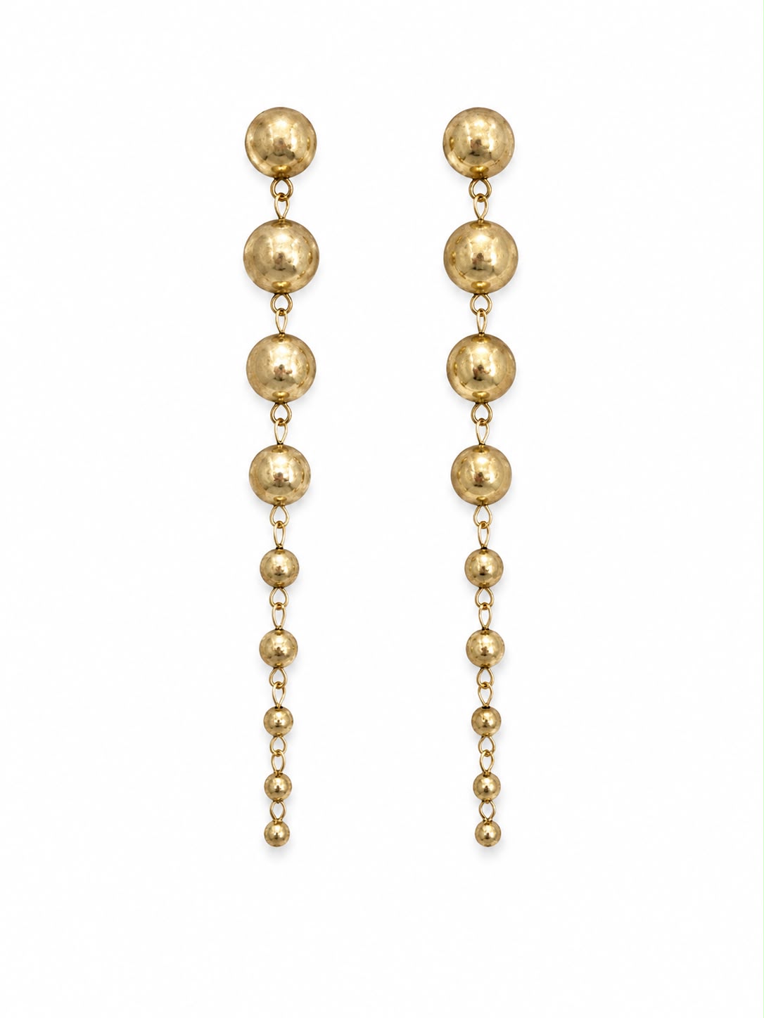 Aretes Colgantes Esferas Doradas