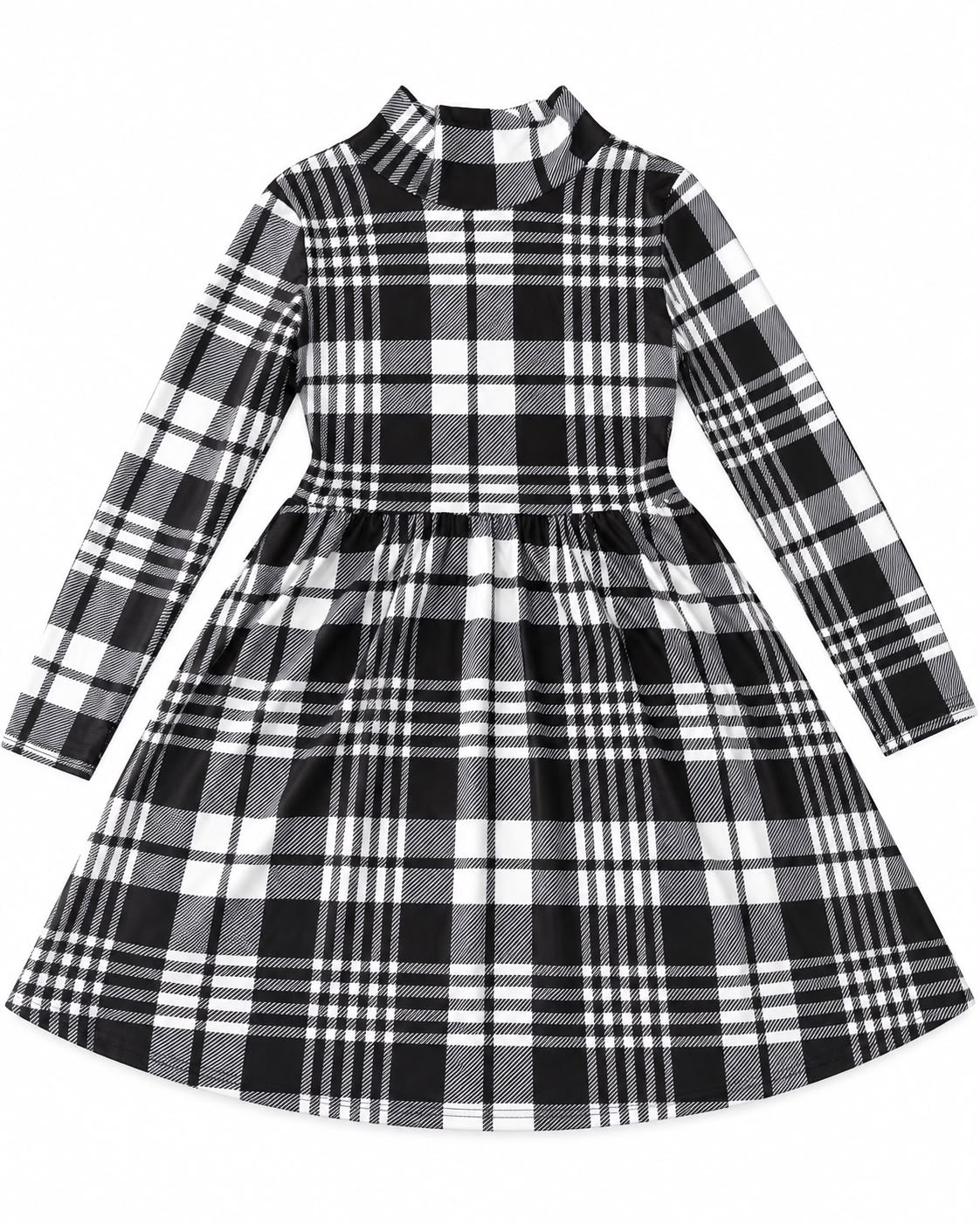 Vestido niña a cuadros blanco y negro con manga larga 🖤🤍