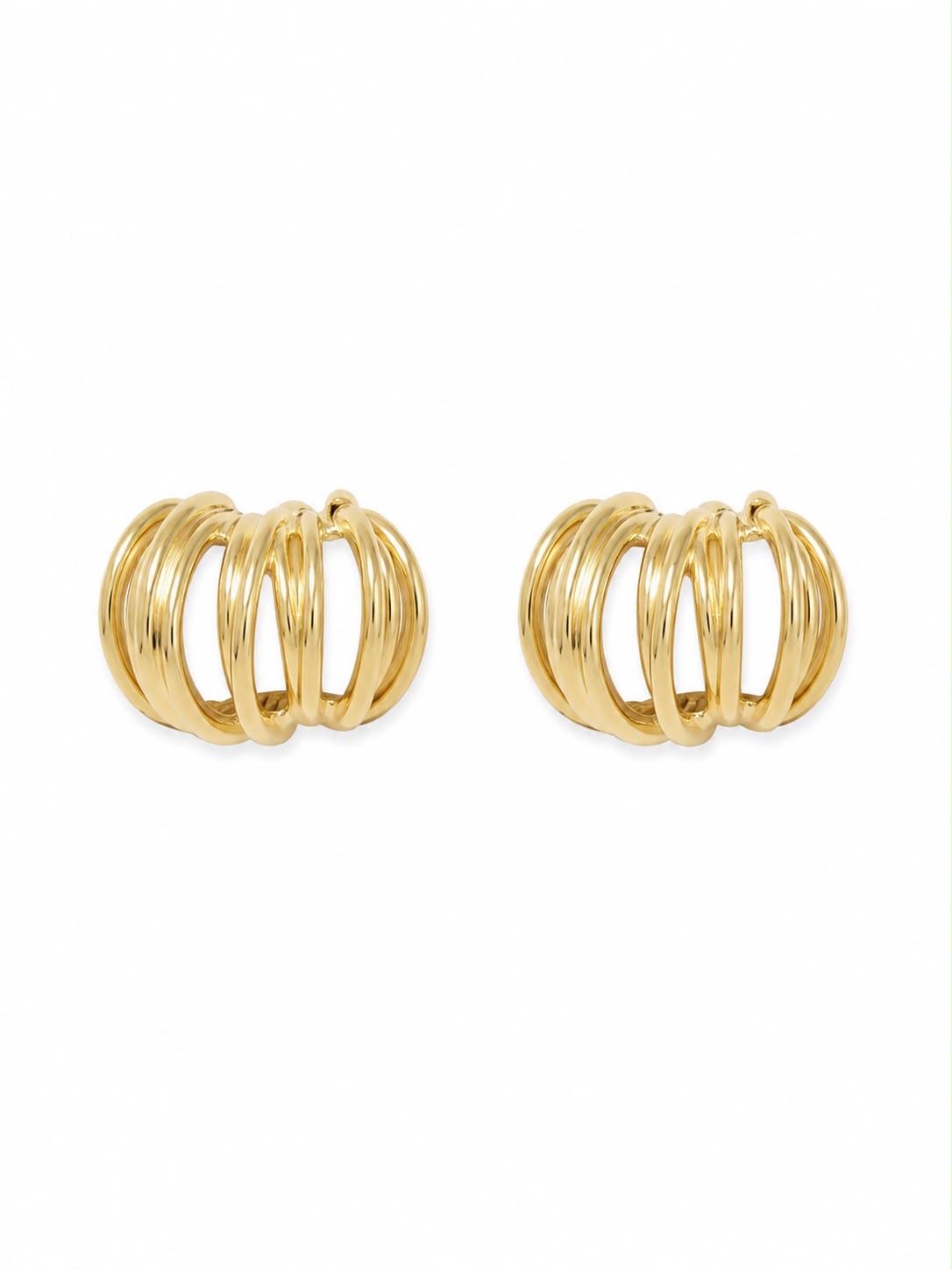 Aretes Multiaros Entrelazados – Dorado Brillante
