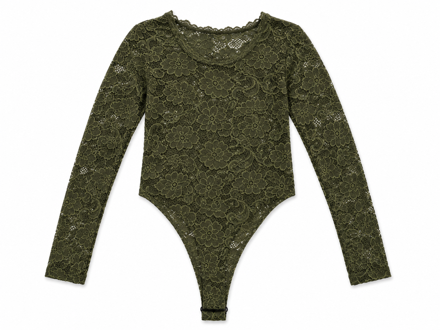 Conjunto Dama 2 Piezas Color Verde Olivo – Body de Encaje + Crop Top