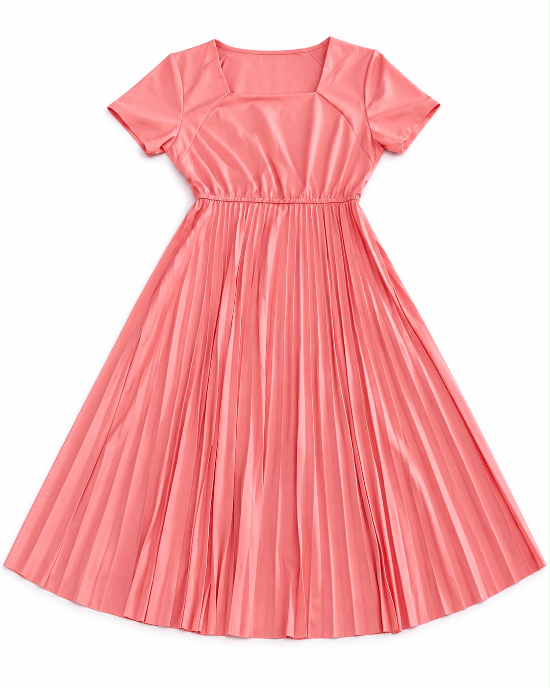 Vestido dama rosa con falda plisada 💗✨