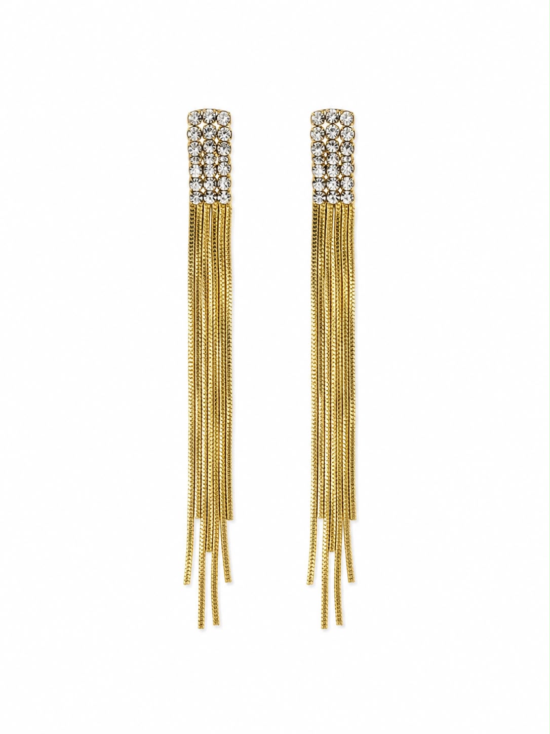Aretes Colgantes Dorados con Flecos y Cristales ✨💛