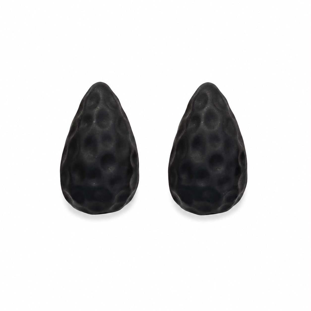 Aretes Tipo Gota Negros Texturizados 🖤✨
