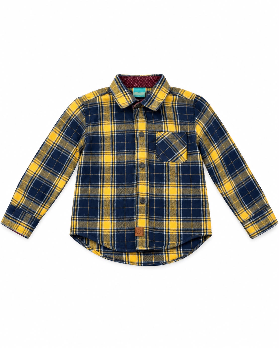 Camisa niño a cuadros azul y mostaza 💙💛