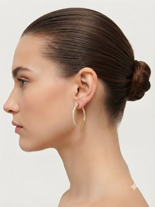 Aretes de Argolla Dorados con Brillo ✨💛
