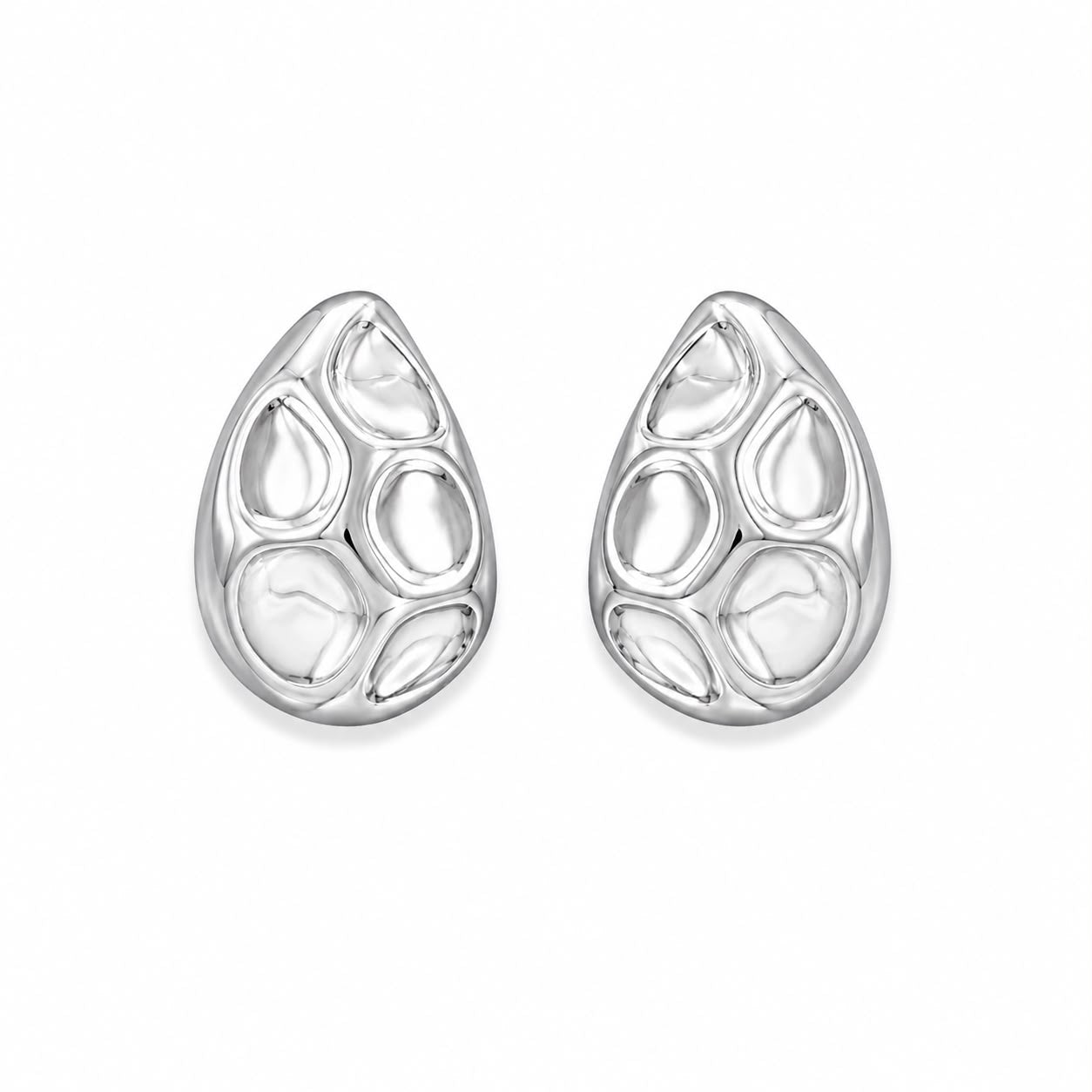 Aretes Plateados Gota con Diseño Orgánico ✨🩶