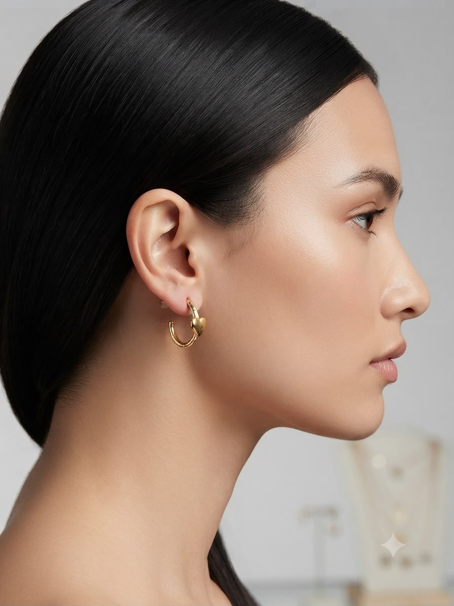 Aretes de Aro Dorados con Corazón | Románticos y Elegantes