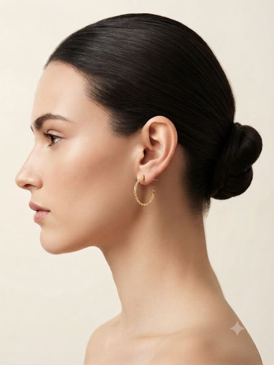Aretes de Aro Dorados Trenzados | Diseño Delicado y Atemporal