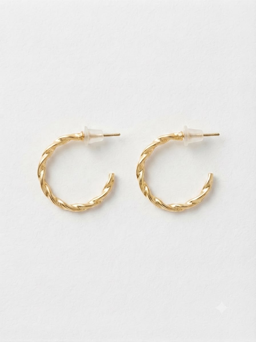 Aretes de Aro Dorados Trenzados | Diseño Delicado y Atemporal