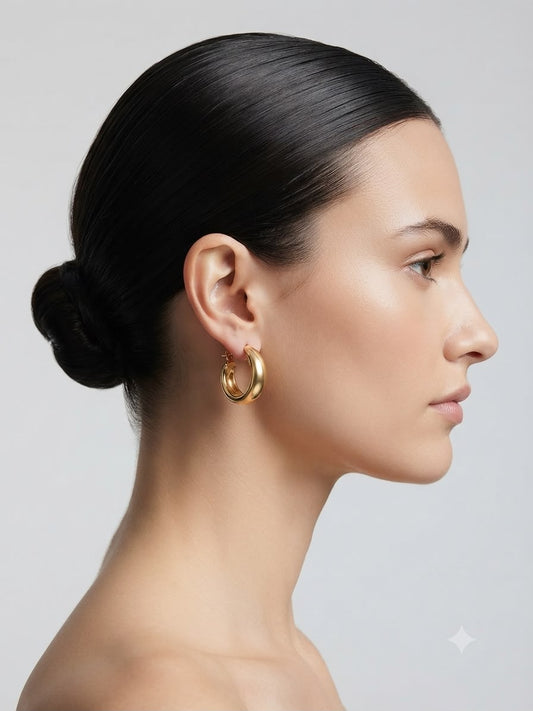 Aretes de Aro Dorados Gruesos | Diseño Clásico y Sofisticado