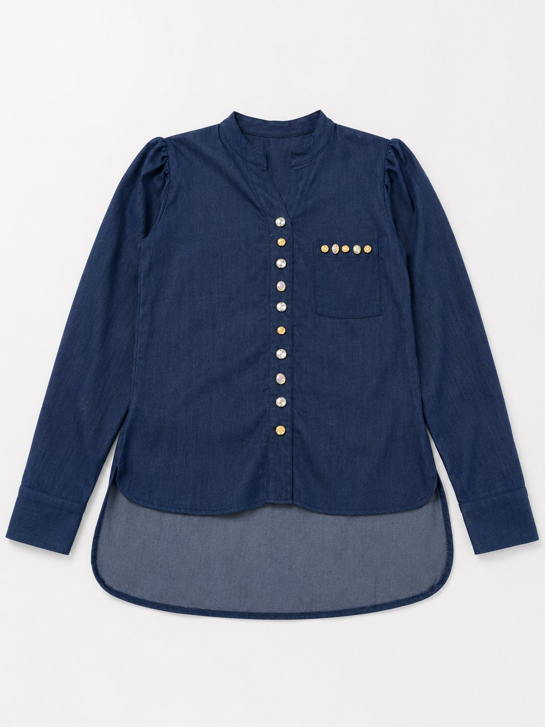 Blusa dama de mezclilla ligera con botones decorativos 🤍💙