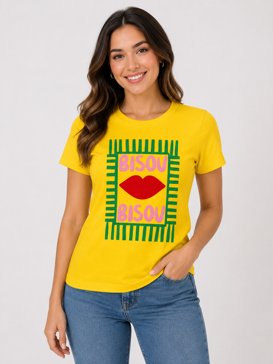 Blusa dama estampada “BISOU” 💋💛