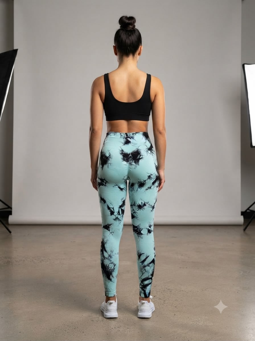 Leggings dama tie-dye azul cielo