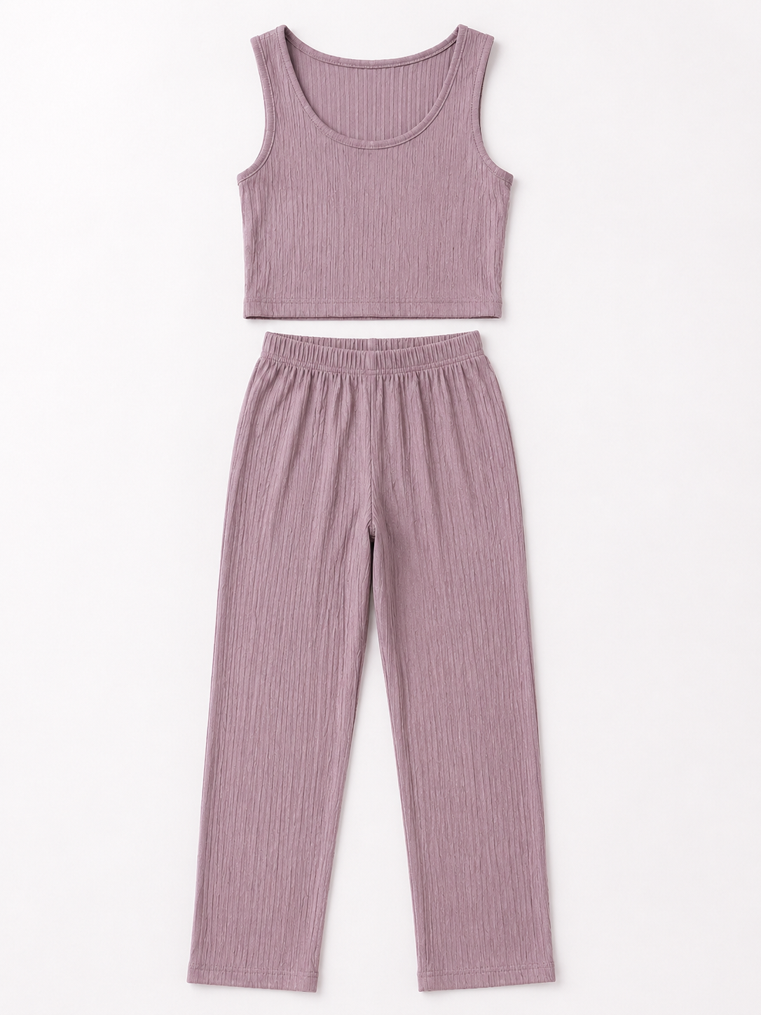 Conjunto Dama 3 piezas acanalado color palo de rosa 🤍🌸