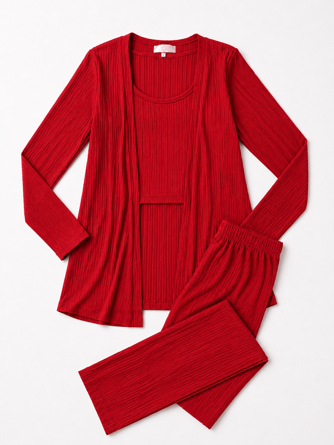Conjunto dama 3 piezas acanalado rojo ❤️