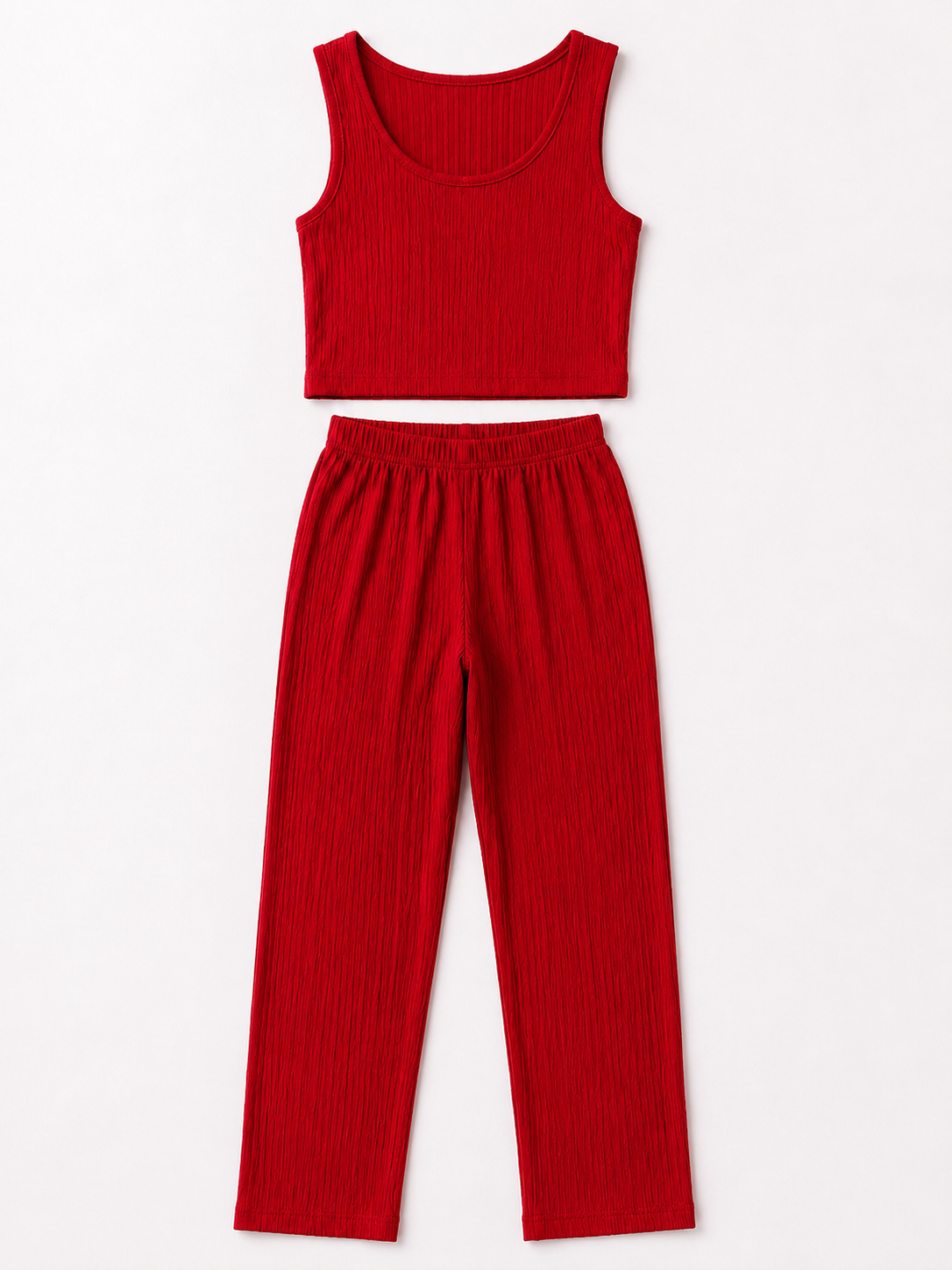 Conjunto dama 3 piezas acanalado rojo ❤️