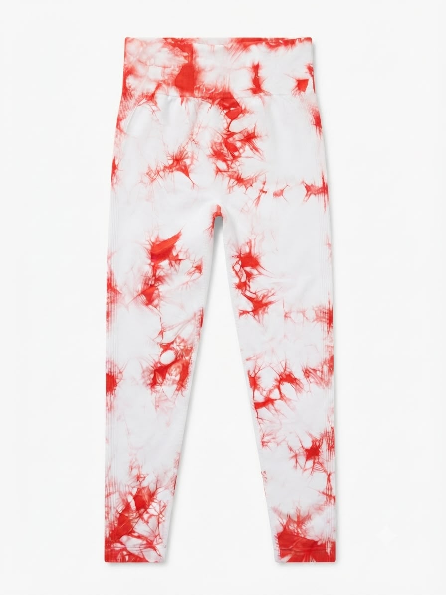 Leggings dama tie-dye blanco con coral