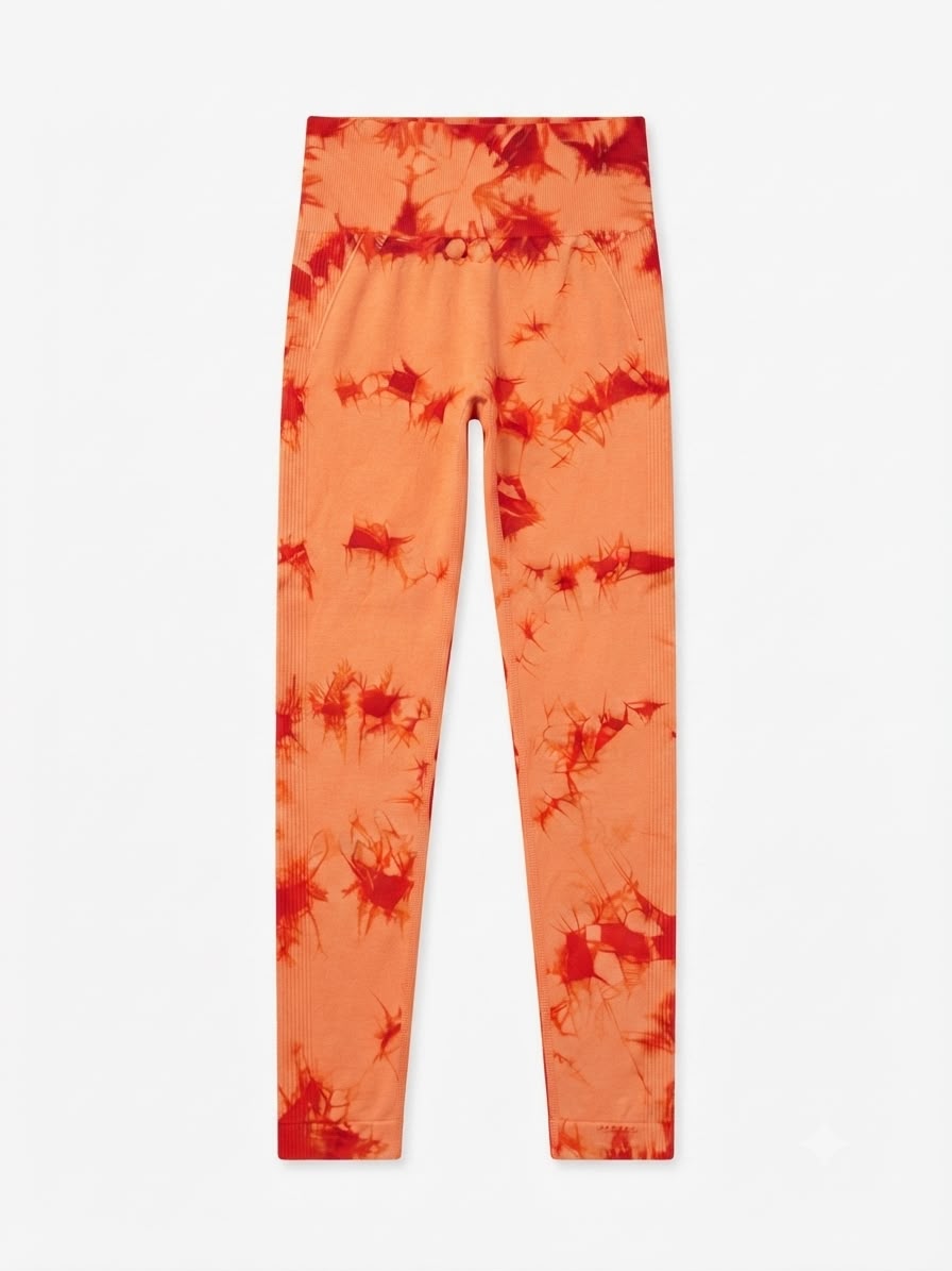 Leggings dama tie-dye coral con rojo