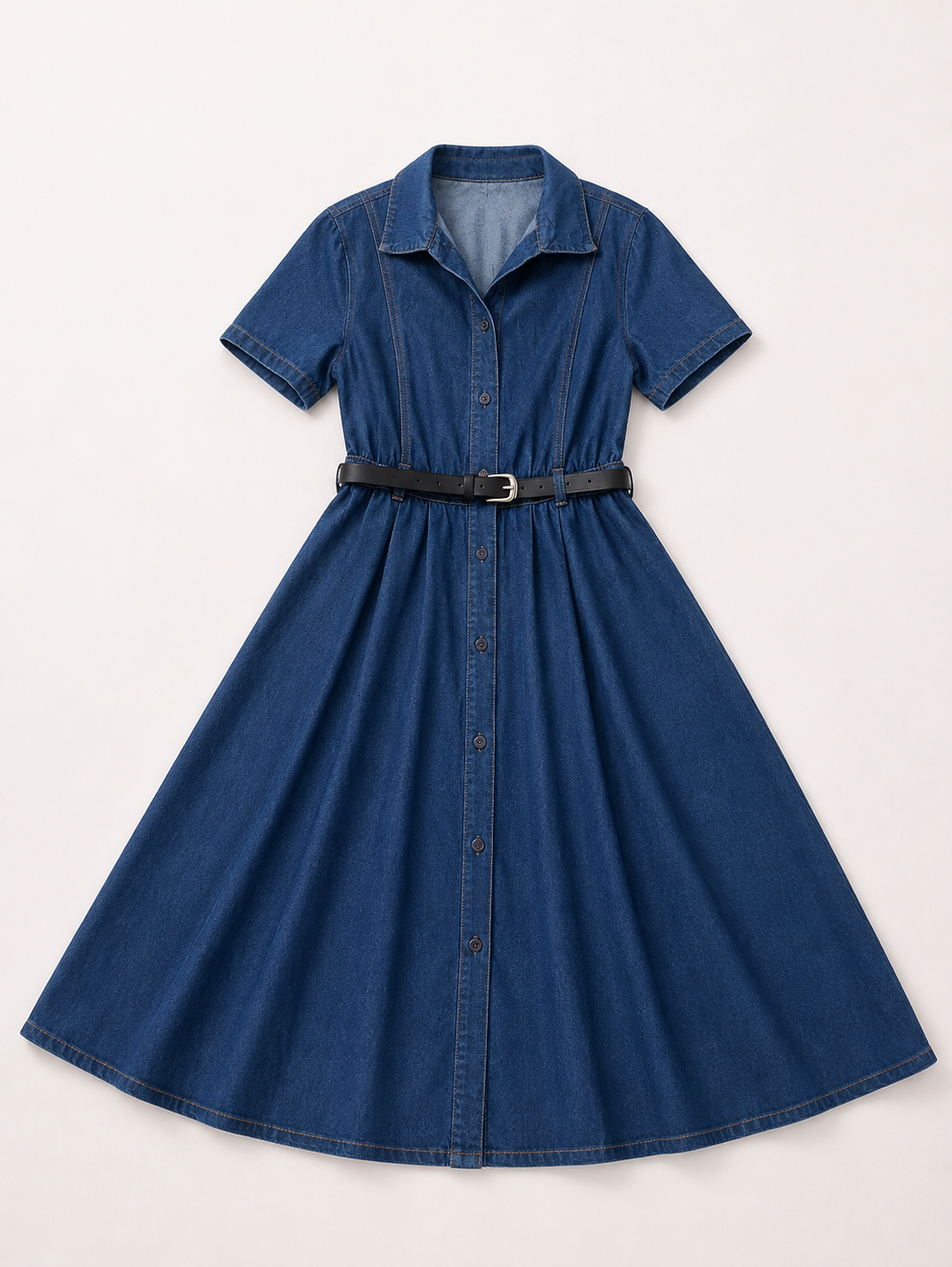 💙 Vestido dama camisero de mezclilla con cinturón