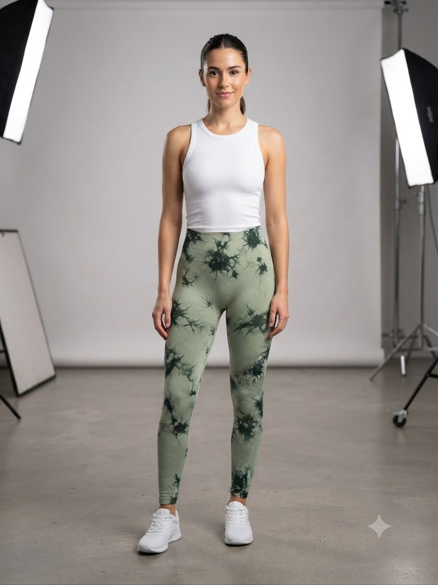 Leggings dama tie-dye verde olivo