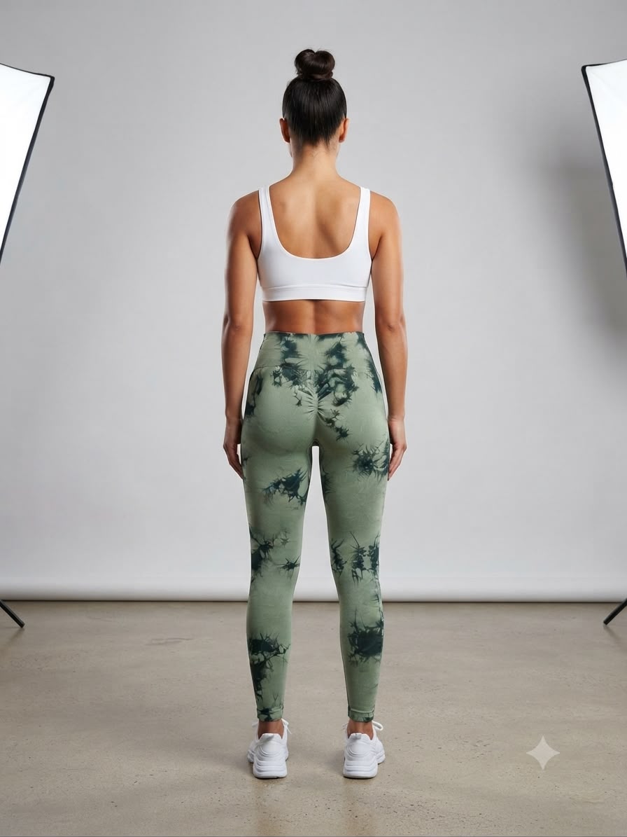 Leggings dama tie-dye verde olivo