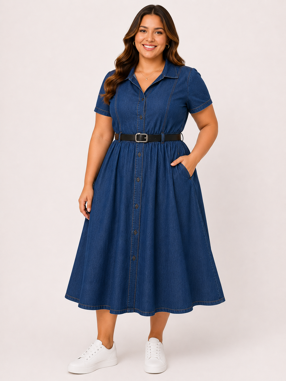 💙 Vestido dama camisero de mezclilla con cinturón