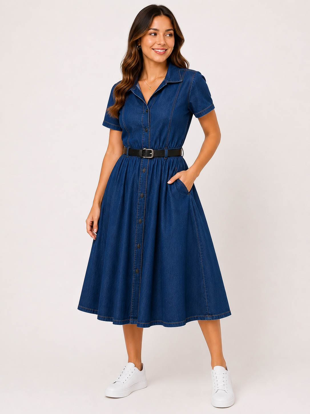💙 Vestido dama camisero de mezclilla con cinturón